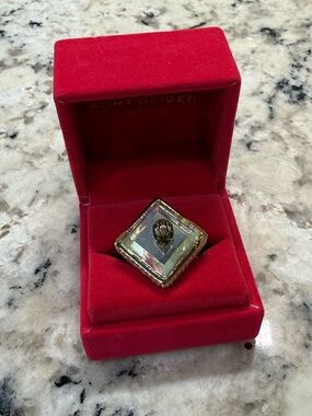 Kurt Geiger NIB Gold-Tone Ring w/ Iridescent Square Crystal & Eagle